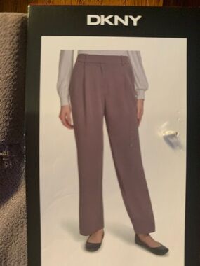 New DKNY Woman’s Mauve Straight-Leg Trousers. Size 8. Color - Brown